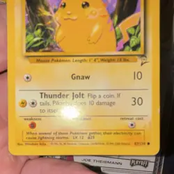 Pokemon Pikachu Base Set 2 Common Card 087/130 40 HP Gnaw Thunder Jolt - Image 2