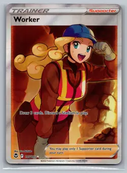 Worker (Full Art) SWSH12: Silver Tempest #195/195 Ultra Rare,Holo Pokemon Card - Image 1