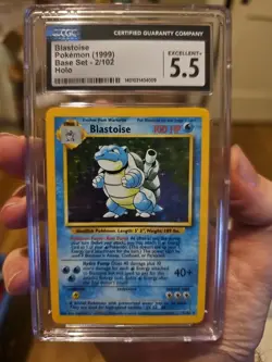 Pokemon Blastoise Base Set 2/102 Holo Card CGC 5.5 Grade - Image 1