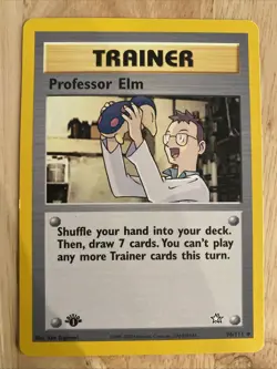 Pokemon TCG Neo Genesis Professor Elm 1st Edition Trainer 96/111 Uncommon - Image 1