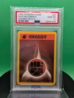 PSA 10 Fighting Energy 97/102 Brock's Trainer Deck A PROTOTYPE 1999 English Card - Image 1