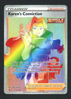 Karen's Conviction Secret 216/198 SWSH06: Chilling Reign Secret Rare Pokemon TCG - Image 1
