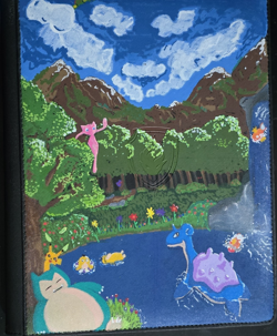 Pokemon Hand Painted Binder Beautiful Scenery With Pokemon - Image 1