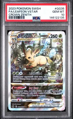 PSA 10 Leafeon Vstar GG35/GG70 Sword Shield Crown Zenith - Image 1
