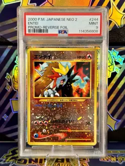 2000 Pokemon Japanese Neo 2 Entei #244 PSA 9 - Image 1