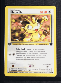 PSA 9 MINT 2000 Pokemon Team Rocket #62 Meowth 1st Edition !!! - Image 3