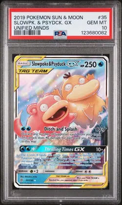 Pokemon TCG Slowpoke Psyduck GX Holo Card 35/236 Sm-Unified Minds Psa 10 - Image 1