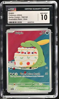Pokemon TCG Gulpin 154/142 (2024) Stellar Crown Illustration Rare Holo CGC 10 - Image 1