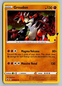 Groudon 017/025 Rare Celebrations Pokemon Near Mint - Image 1