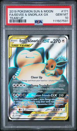 2019 POKEMON SM TEAM UP EEVEE & SNORLAX GX #171 PSA 10 GEM MINT #111507591 - Image 1