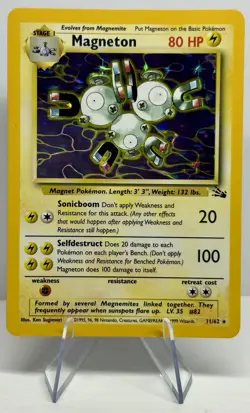 Magneton 11/62 Holo LP Fossil Unlimited LP Vintage Pokemon TCG - Image 1
