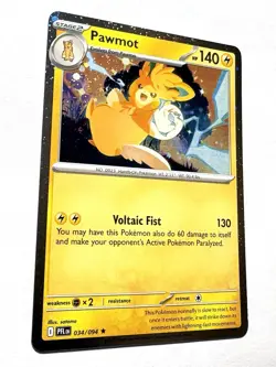 Pawmot 034/094 Paldean Fates Cosmos Holo Rare Pokemon Card NM - Image 3