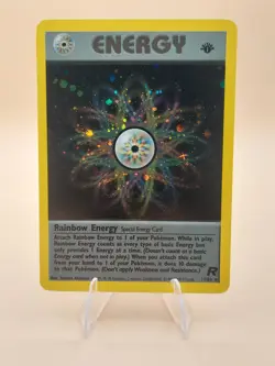 Rainbow Energy Holo Rare Team Rocket 1st Edition 17/82 Pokemon Card - 1999 SWIRL - Image 1