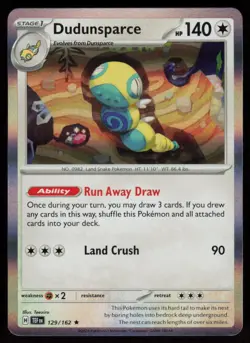 Dudunsparce 129/162 Rare Temporal Forces Pokemon Holo Near Mint - Image 1