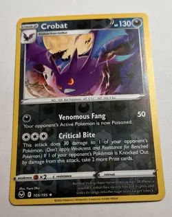 Crobat - 105/195 - Reverse Holo Rare - Silver Tempest - Pokemon - NM - Image 1