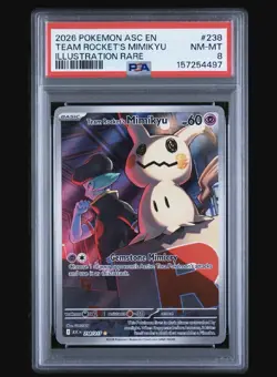 The Pokemon Company Team Rocket's Mimikyu 238/217 Holo EN PSA 8 2026 60 HP - Image 1
