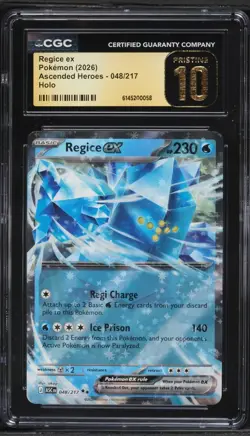 CGC 10 Pristine ENGLISH Regice ex 048/217 Ascended Heroes Pokemon Holo - Image 1