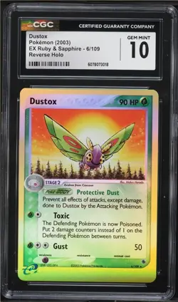 1 of 3!! 2003 Pokemon EX Ruby & Sapphire Reverse Holo Dustox #6 CGC 10 GEM MINT - Image 1