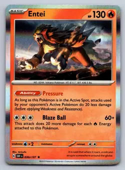 Entei 030/197 Rare Obsidian Flames Pokemon Holo Near Mint - Image 1