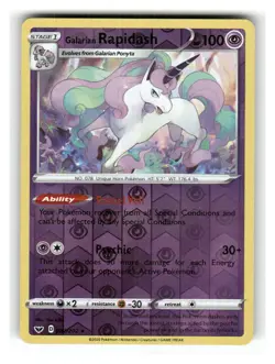 Galarian Rapidash 082/202 Rare Sword & Shield Pokemon Reverse Holo Near Mint - Image 1