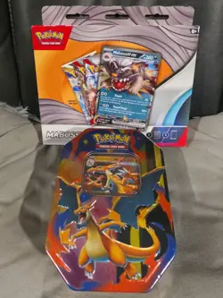 Pokemon Mega Evolution Mega Charizard Y ex Tin & Mabosstiff Ex Showcase Box New - Image 1