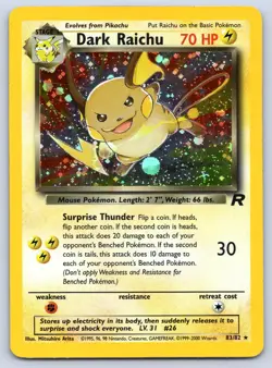 Dark Raichu 83/82 Team Rocket Unlimited Holo Pokemon LP - Image 1