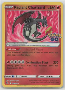 Radiant Charizard 011/078 Radiant Rare Pokemon GO Pokemon Near Mint - Image 1