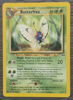 Butterfree 19/75 Rare Neo Discovery Unlimited Pokemon Card - Image 1