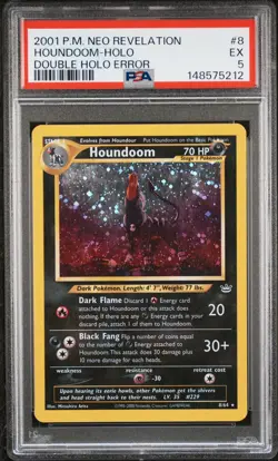 2001 POKEMON NEO REVELATION DOUBLE HOLO ERR #8 HOUNDOOM-HOLO PSA 5 - Image 1