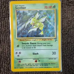 Pokemon TCG Scyther Holo Rare Base Set 2 17/130 1999 Eng NM Fart Swirl - Image 1