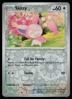 Skitty 130/162 Common Temporal Forces Pokemon Reverse Holo Near Mint - Image 1