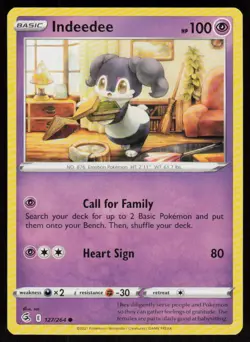 Indeedee 127/264 Common Fusion Strike Pokemon Near Mint - Image 1