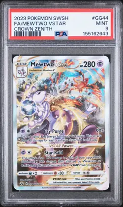 2023 Pokemon Sword and Shield Crown Zenith Full Art / Mewtwo Vstar #GG44 PSA 9 - Image 1