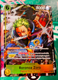 One Piece Card Game Carte Holo Roronoa Zoro ST29-014 SR Alt English Mint - Image 1