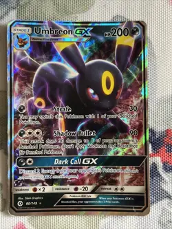 Pokemon Umbreon GX Card Sun & Moon Base Set 80/149, w/ Sleeve - Image 1