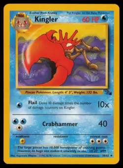 Kingler 38/62 Uncommon Fossil Pokemon Unlimited Lightly Played - Image 1