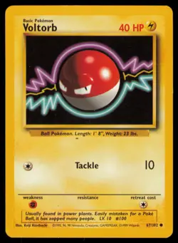 Voltorb 67/102 Common Base Set Unlimited Pokemon Lightly Played - Image 1