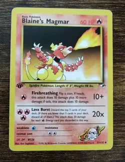 Pokemon Gym Heroes 1st Edition Blaine's Magmar 37/132 LP- - Image 1