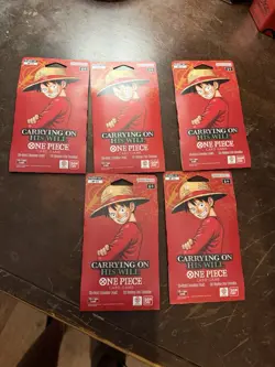 One Piece TCG OP-13 Carrying On His Will Sleeved Booster Pack Lot of 5 Sealed - Image 1