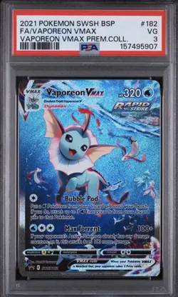 Pokemon TCG SWSH Promo Vaporeon VMAX SWSH182 Promo Holo EN PSA 3 - Image 1