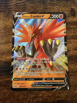 GALARIAN ZAPDOS V 080/198 HOLO V RARE CHILLING REIGN POKEMON NM - Image 1