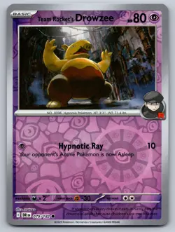Team Rocket's Drowzee 079/182 Common Destined Rivals Pokemon Reverse Holo NM - Image 1