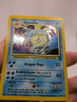 Pokemon TCG Gyarados 7/130 Base Set 2 Unlimited Holo WOTC VTG 2000 HP - Image 2