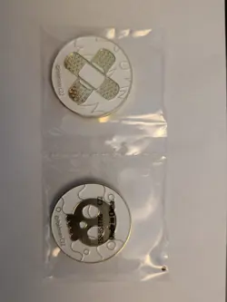 Pokemon TCG Status Metal Coin Condition Burn Marker/Counter - Gold & White - Image 1