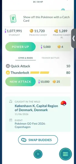 Pokemon Go Shiny Pikachu Valor cap ( go fest 2026 ) - Image 2