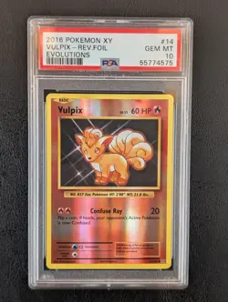 2016 Pokemon XY Evolutions Reverse Foil Rev Holo Vulpix #14 Rare (Pop 63) PSA 10 - Image 1