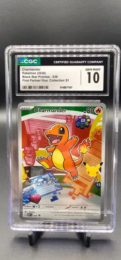Pokemon Charmander First Partner Illus. Coll. Black Star Promo #038 CGC 10 - Image 1