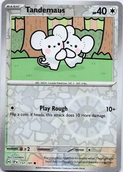Tandemaus - 157/191 Reverse Holo Common 2024 Surging Sparks Pokemon NM - Image 1