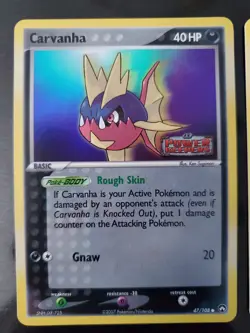 Carvanha 47/108 Reverse Holo Stamp Sharpedo 38/108 Pokemon EX Power Keepers NM - Image 2