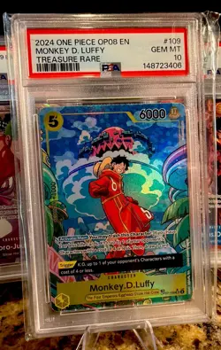 2024 One Piece OP08 EN MONKEY D. LUFFY TREASURE RARE PSA 10 Gem Mint - Image 1